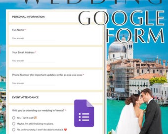 Plantilla de formulario de Google para RSVP de boda de destino: RSVP digital en línea