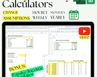 Calculadora de salario y tarifa por hora, plantilla de Excel y Google Sheets