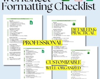 Lista de verificación de formato profesional para Excel y Hojas de cálculo de Google: personalizable e imprimible