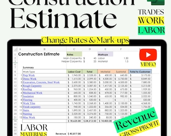 Plantilla de presupuesto de construcción: cálculo de costos de obra y presupuesto de remodelación (Excel)