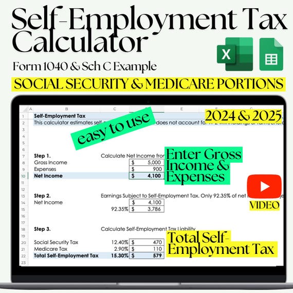 Self-Employment Tax Calculator: Excel & Google Sheets, Form 1040