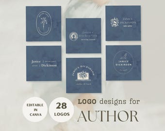 Modèle de conception de logo modifiable pour les rédacteurs｜Modèle de logo d'auteur Canva｜Modèle de logo de bricolage｜Logo d'auteur｜Logos prédéfinis