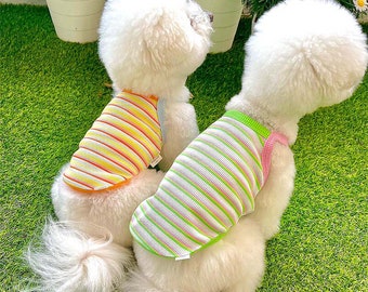 Multi Stripe Sleeveless Top | Dog Shirt Tops | Dog, Puppy Clothing | Dog T-shirt | Clothes for Dog, Puppy | Pet Clothing |Dog, Puppy Clothes