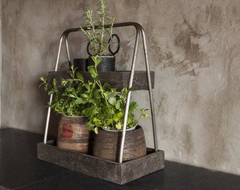 Mensola da cucina in legno e metallo | Portaverdure | Porta erbe