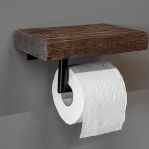 Portarotolo porta carta igienica rustico in legno vecchio realizzato in vero legno porta carta igienica con ferro battuto