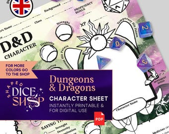 Illustrated Dungeons and Dragons Character Sheets for Beginners (Printable PDF)