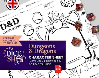Illustrated Dungeons and Dragons Character Sheet for Beginners (PDF)