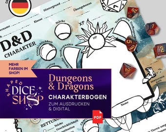 German D&D Character Sheet for Beginners (Printable PDF)