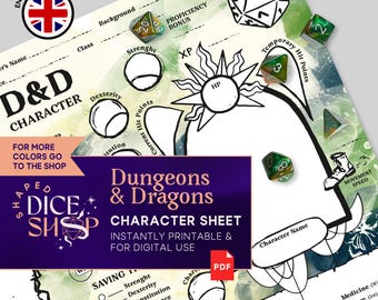 Illustrated Dungeons and Dragons Character Sheet (PDF Printout)