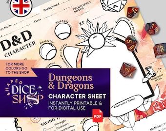 Illustrated D&D Character Sheets for Beginners (PDF Printout)