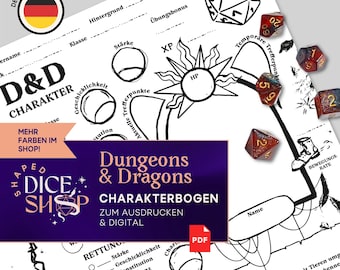 German Dungeons & Dragons Character Sheet for Beginners (PDF Download)