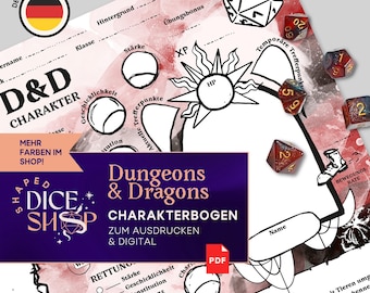 German Dungeons & Dragons Character Sheet for Beginners (PDF Download)