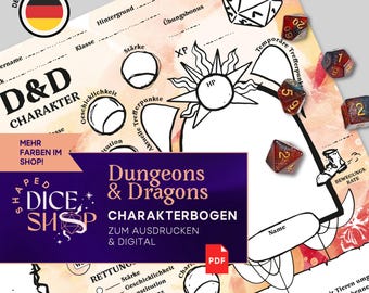 German D&D Character Sheet for Beginners (Printable PDF)