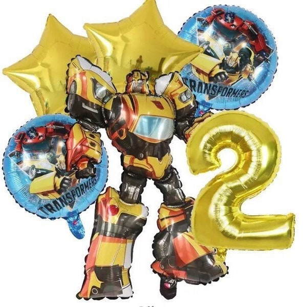 Transformers Bumblebee 6 Piece Foil Birthday Party Balloon Set AGES 2-9 YEARS Kids Party Supplies