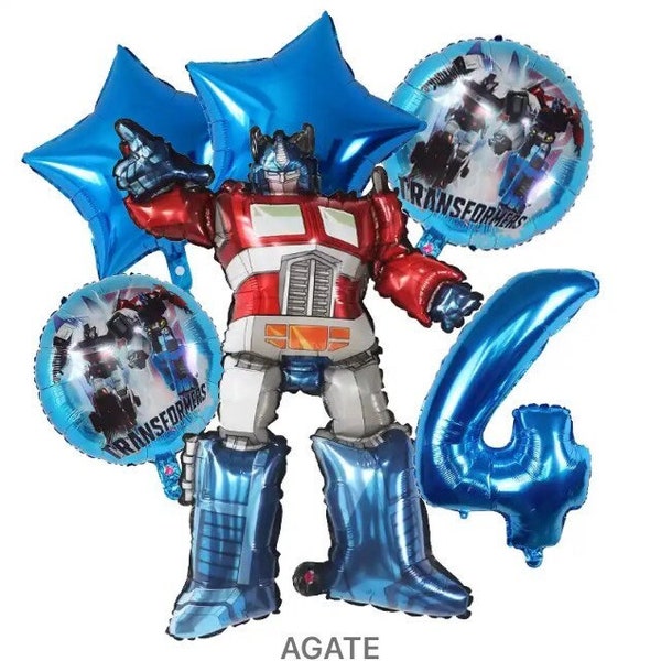 Transformers Optimus Prime 6 Piece Foil Birthday Party Balloon Set AGES 2-9 YEARS Celebration Balloons/Helium Balloons/Party Supplies
