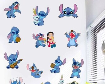 Disney 3D Vinyl Lilo and Stitch Wall Stickers Children Cartoon Wall Decals Bedroom