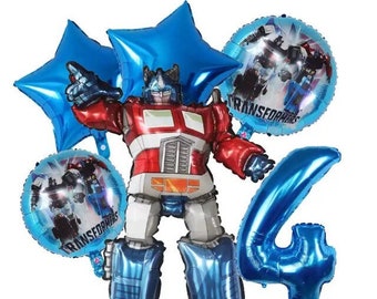 Transformers Optimus Prime 6 Piece Foil Birthday Party Balloon Set AGES 2-9 YEARS Celebration Balloons/Helium Balloons/Party Supplies