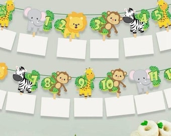 Animals Photo Banner/Garland/Bunting-Animals Birthday Party Decor/Sarfari Jungle Animals Party