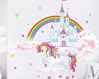 Nursery Unicorn/Rainbow Wall Stickers/Wall decor/Kids Bedroom Wall Art