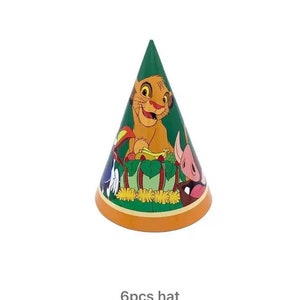 Vaisselle de fête d'anniversaire du roi lion Simba Jungle Sarfari Articles de fête/décoration pour enfants Hats x 6