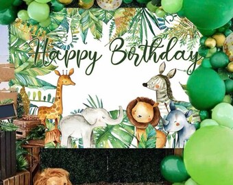 Sarfari/Animals/Jungle Themed Birthday Party Background Cloth/Photography Cloth/Party Supplies