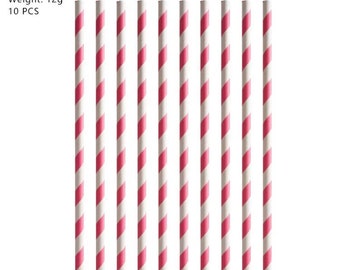 Pink/White Stripe Party Straws 10 Pieces Birthday Party Tableware/Party Supplies