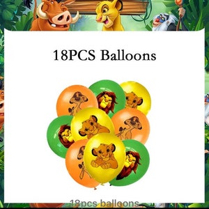 Vaisselle de fête d'anniversaire du roi lion Simba Jungle Sarfari Articles de fête/décoration pour enfants Latex Balloons x 18