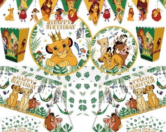 Vaisselle de fête d'anniversaire du roi lion Simba Jungle Sarfari Articles de fête/décoration pour enfants