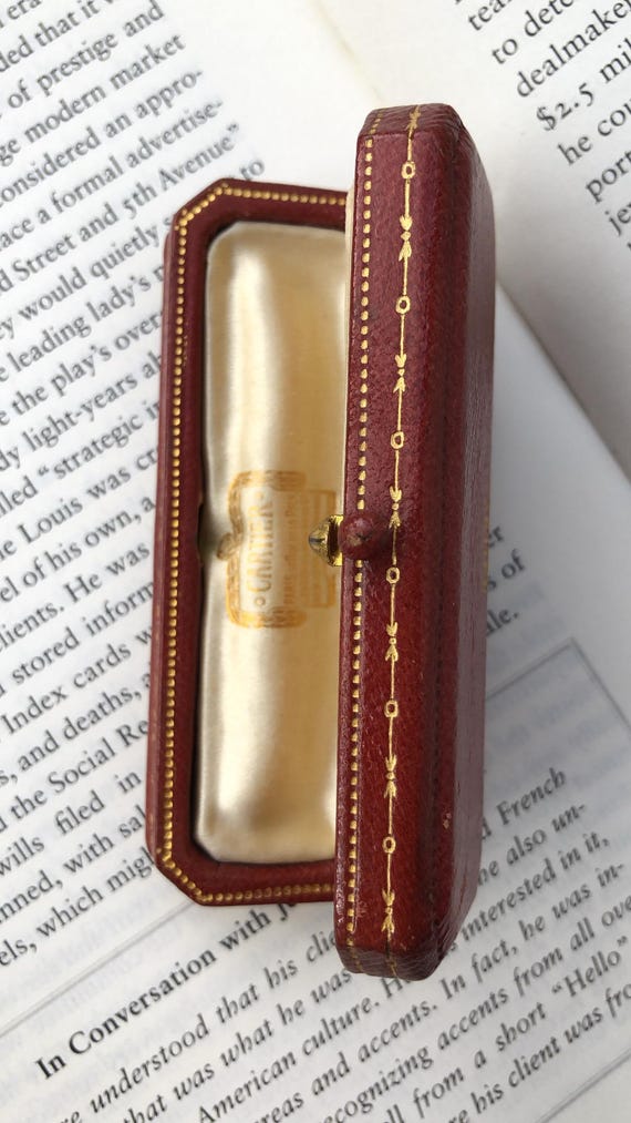 Antique Cartier Rectangular-shaped Red Tooled Lea… - image 10