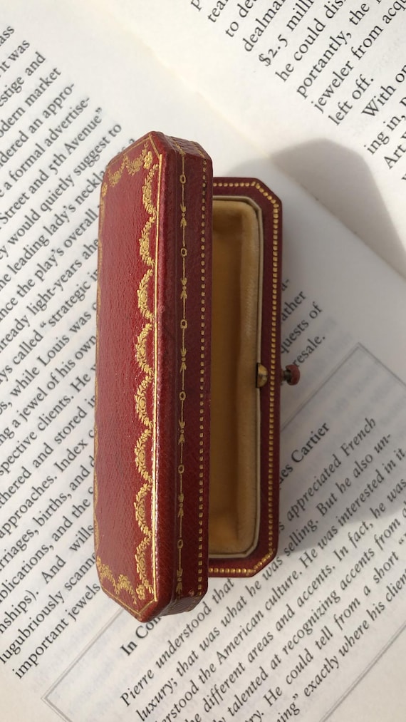 Antique Cartier Rectangular-shaped Red Tooled Lea… - image 3