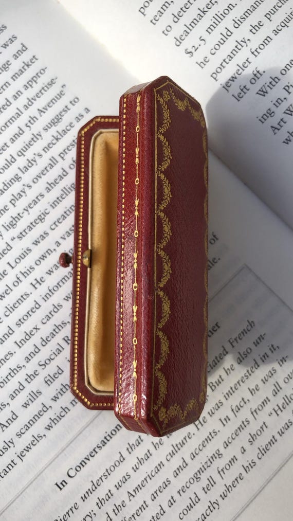 Antique Cartier Rectangular-shaped Red Tooled Lea… - image 4