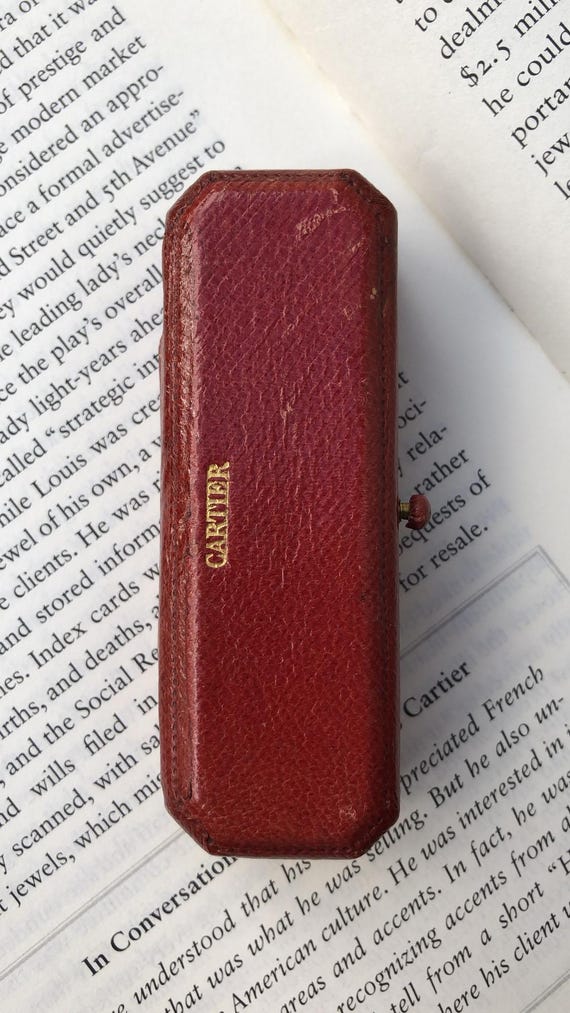 Antique Cartier Rectangular-shaped Red Tooled Lea… - image 5