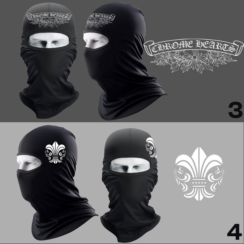Chrome Heart Custom Ski Mask Black Balaclava Personalized Etsy