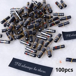 Mensajes de amor, regalo perfecto para ella/él, regalo de aniversario, color negro, 100 piezas/200 piezas/520 piezas, cápsulas con mensaje en una botella con caja