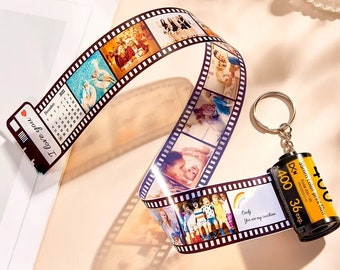 Personalized Camera Roll Keychain Custom Date and Text Photo Keychain