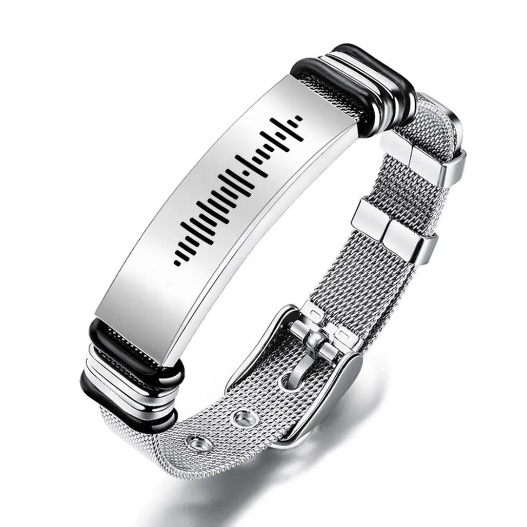 Engraved Scannable Code Music Men Bracelet - Etsy