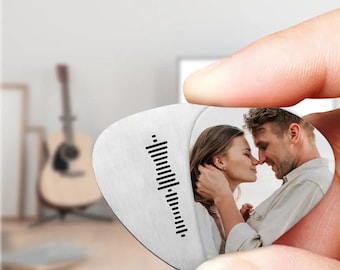 Custom Spotify Code Guitar Pick - Engraved Metal Pick with Scannable Music Link - Personalized Gift for Guitarists