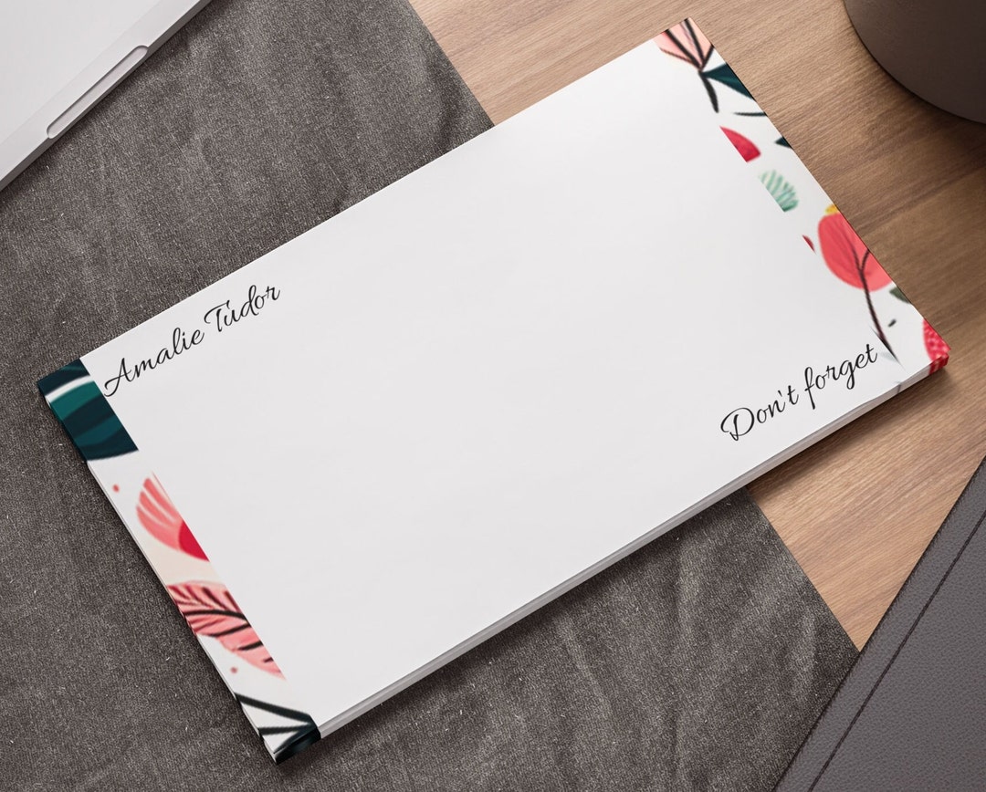Personalized Postit Note Pads Custom Stationery Floral Etsy