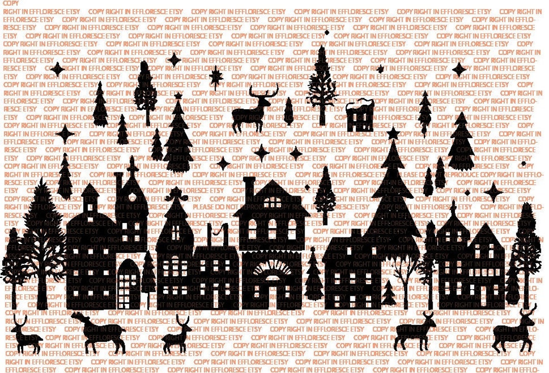 Christmas Svg File Merry Christmas Svg Christmas Village Svg Christmas