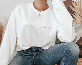 "Le Petit Prince Besticktes Antoine de Saint-Exupery Premium-Sweatshirt, ""The Essential is Invisible to the Eye"" Zitat gemütlicher französischer Pullover