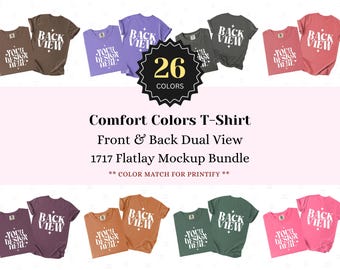 Comfort Colors C1717 T-shirt Mockup Bundle | CC1717 Folded Flatlay | Front & Back Dual View