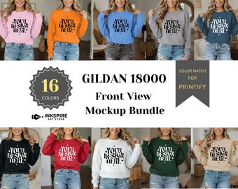 Zestaw makiet bluzy Gildan 18000 | Bluza z okrągłym dekoltem G18000 | Widok z przodu