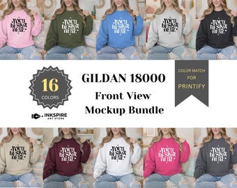 Zestaw makiet bluzy Gildan 18000 | Makieta bluzy z okrągłym dekoltem G18000 z przodu