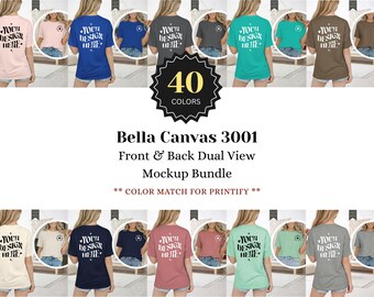 Bella Canvas 3001 T-Shirt Mockup Bundle | BC3001 Vorder & Rückansicht | Doppelansicht