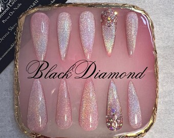 Luxury  Rainbow Cat Eye Design, Press on nails / fake nails / false nails / glue on nails / gel nails / acrylic nails / nails / gifts