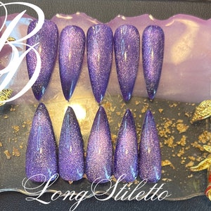 Luxury Purple Rain Cat Eye Design, Press on nails / fake nails / false nails / glue on nails / gel nails / acrylic nails / nails / gifts