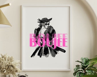 Boujee Fashion Preppy Printable Wall Art, 2 set of pink and Blue, Teen Girl Room Decor, Dorm Wall Decor, Fashion Style Wall Art