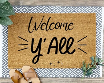 Bienvenido Y'all SVG PNG, Felpudo de bienvenida SVG, Bienvenido svg, diseños de felpudo, Diseño de porche delantero, Casa de campo svg png, Sur Cartel de bienvenida svg