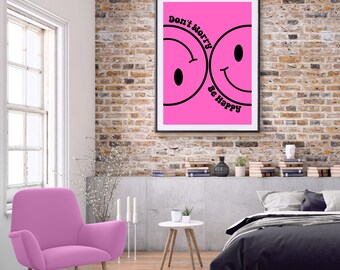 Pink Affirmation Print, Trendy Wall Art, Preppy Large Printable Art, Retro Wall Print, Preppy Wall Art, Downloadable Print, Retro Quote
