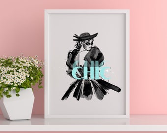 Chic Boujee Fashion Preppy Printable Wall Art, 2 set of pink and blue, Teen Girl Room Decor, Dorm Wall Decor, Fashion Style Wall Art